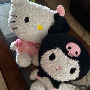 Cute Plush Toy Set - Pink and Black hello, Kitty, and Kuromi